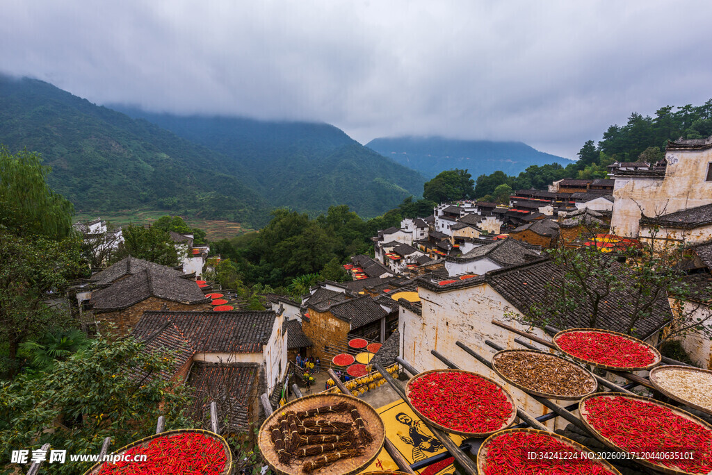 山村晒秋美景