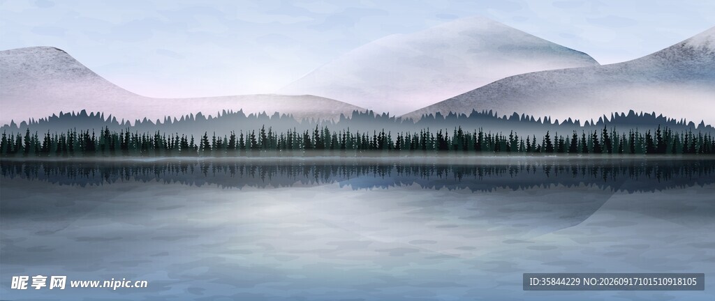 山水风景插画