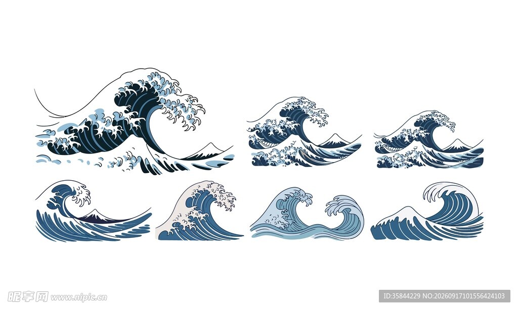 日式海浪素材