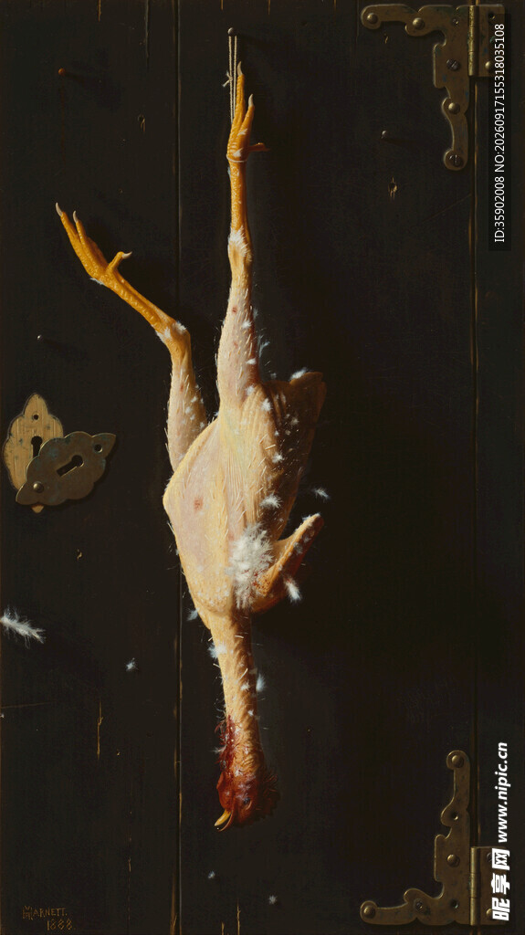 悬挂的整只生鸡肉