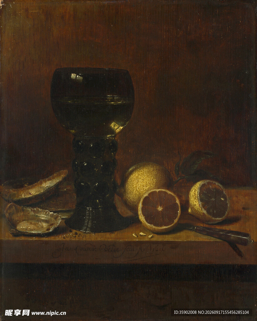 静物油画中的水果与器皿