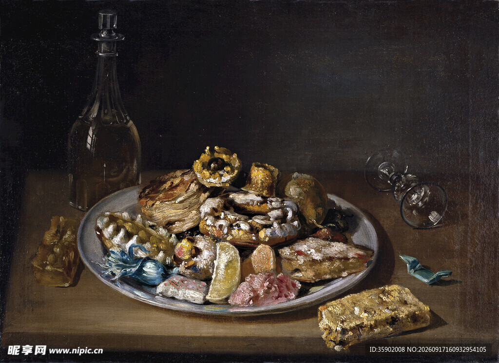 古典静物美食油画作品