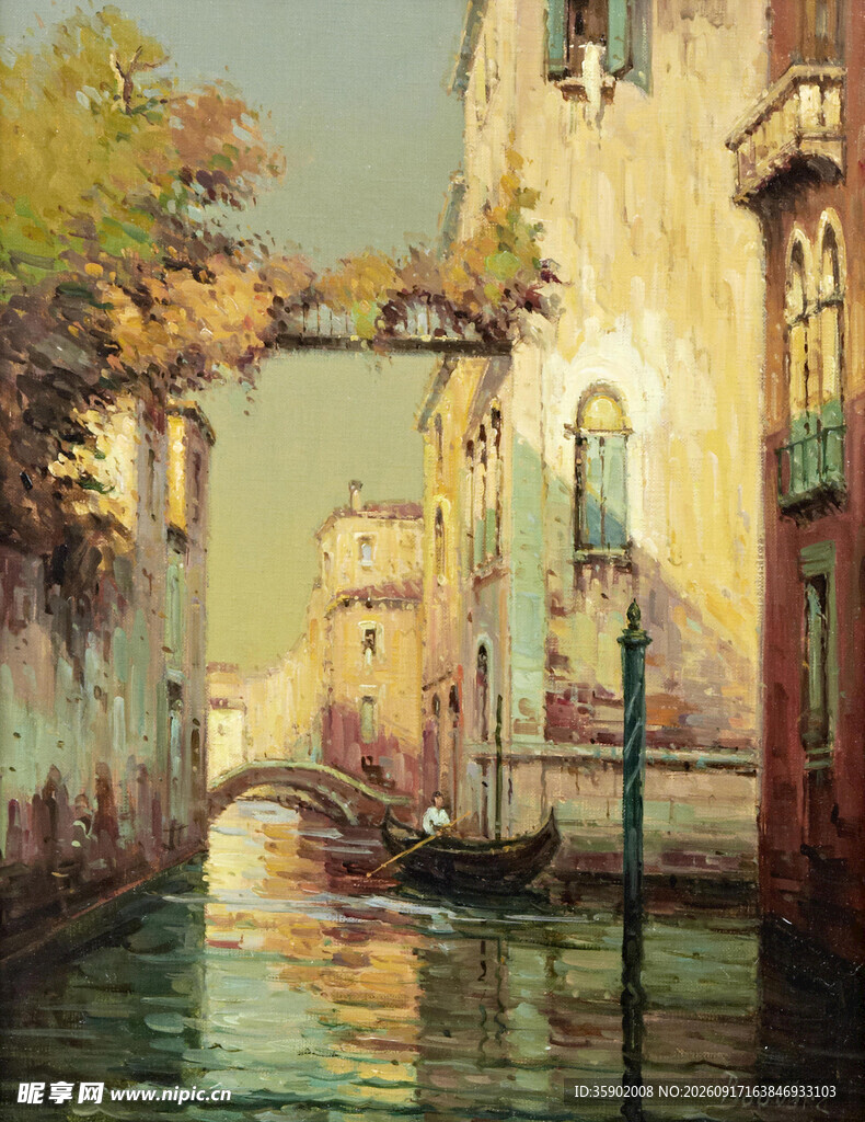 威尼斯河畔的静谧风景