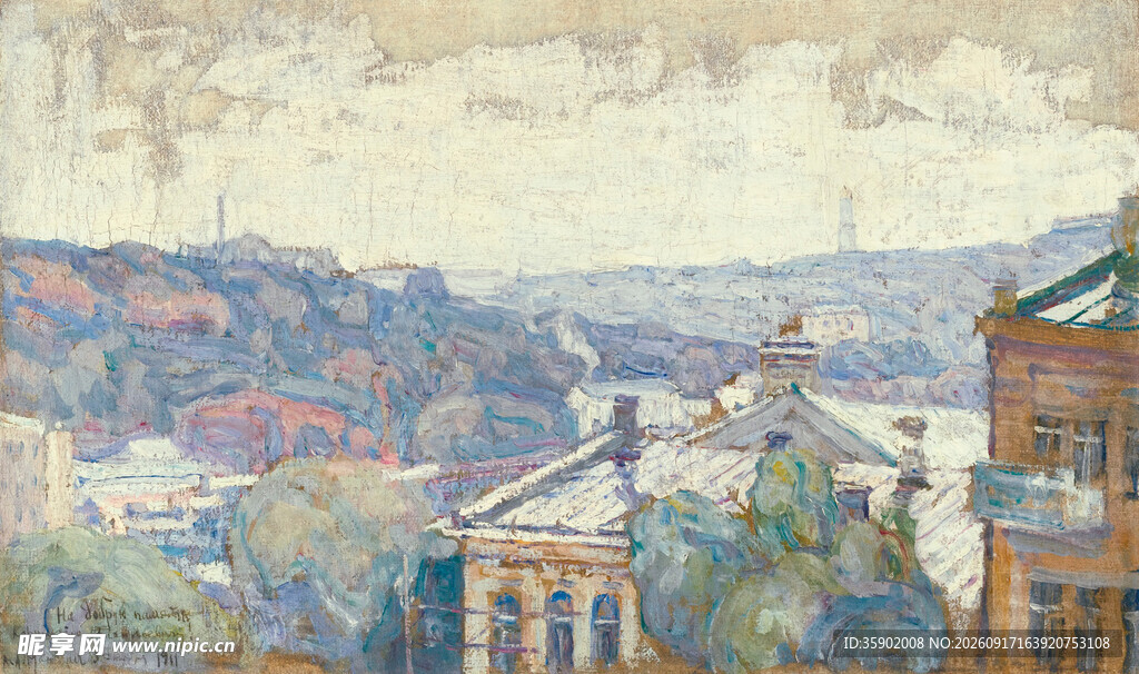 城市风景绘画作品