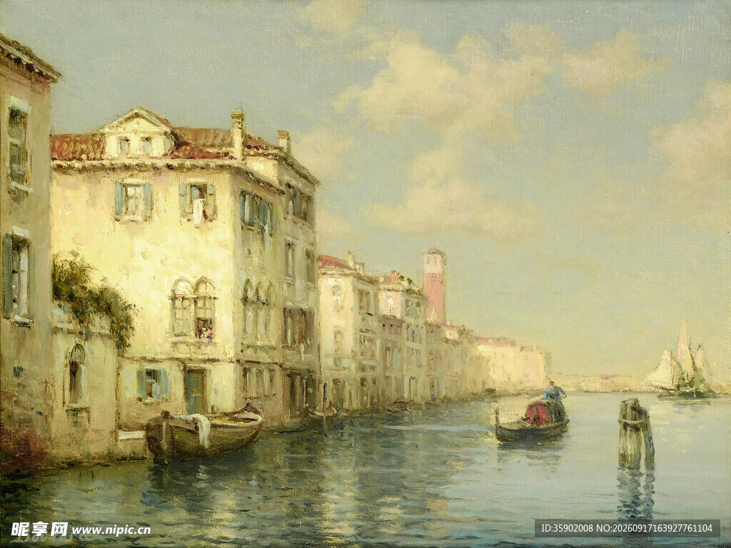 威尼斯河畔建筑风景