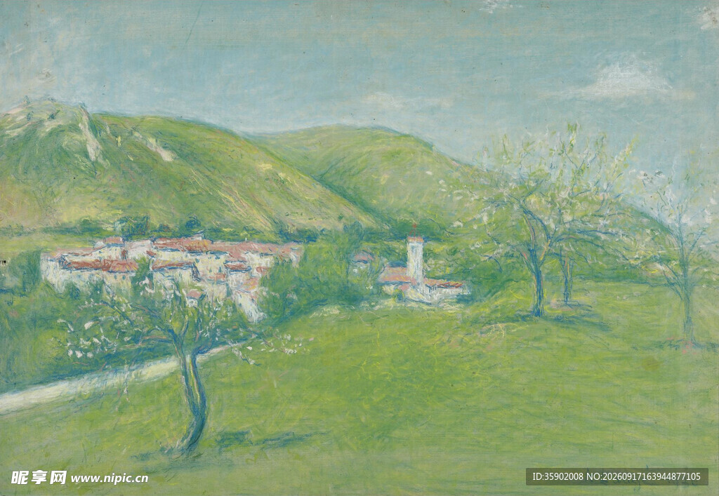 乡村田园风光绘画景象