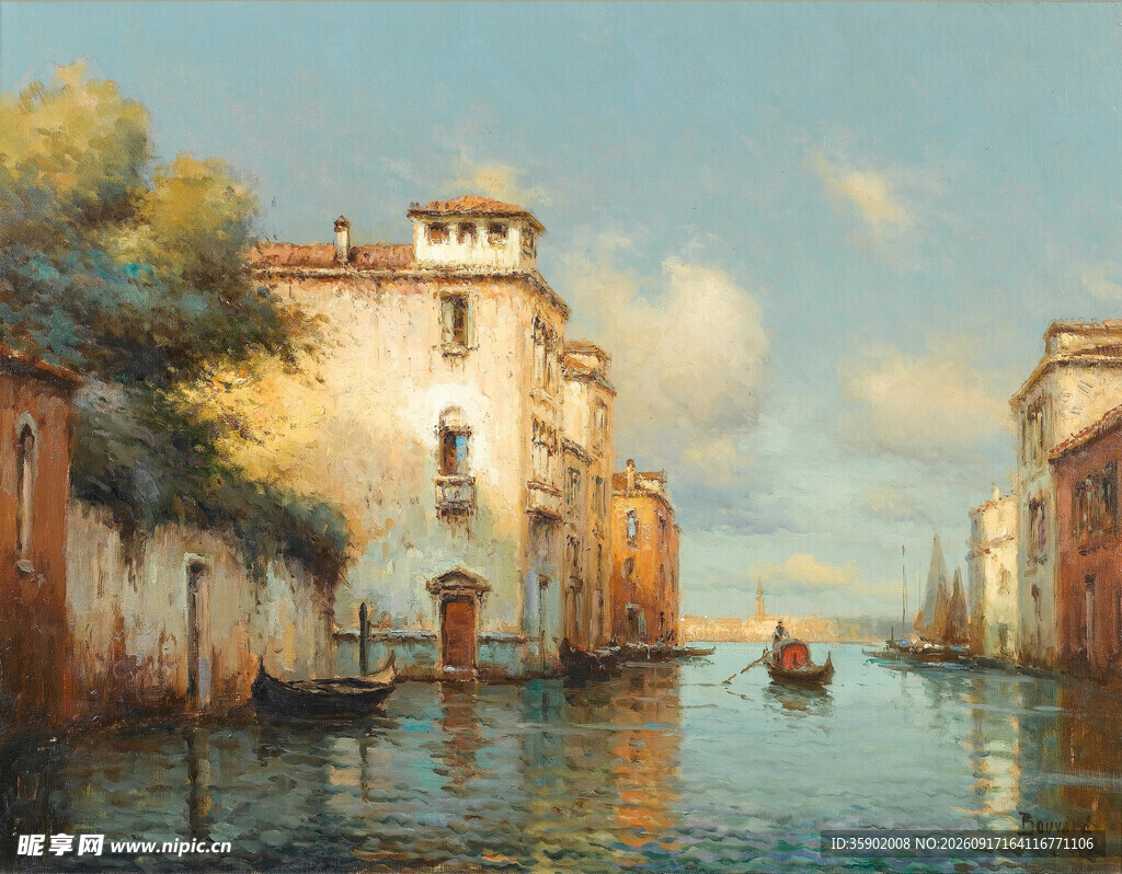 威尼斯运河畔的古典风景