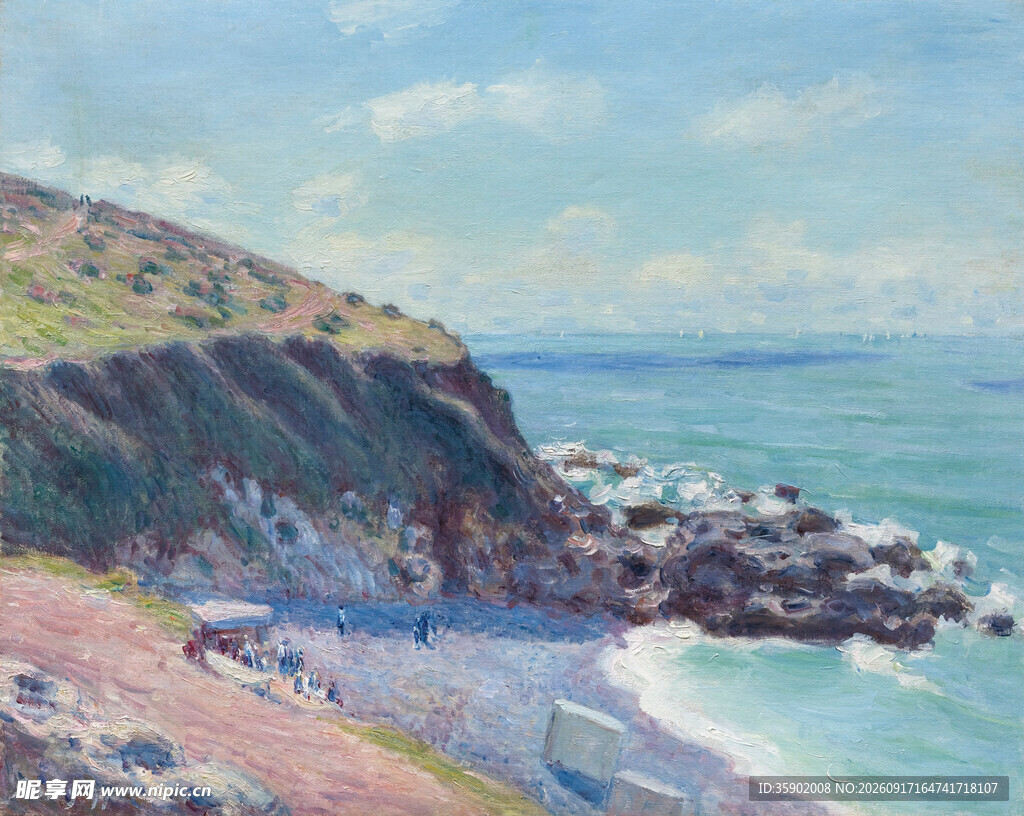 海边风光油画场景