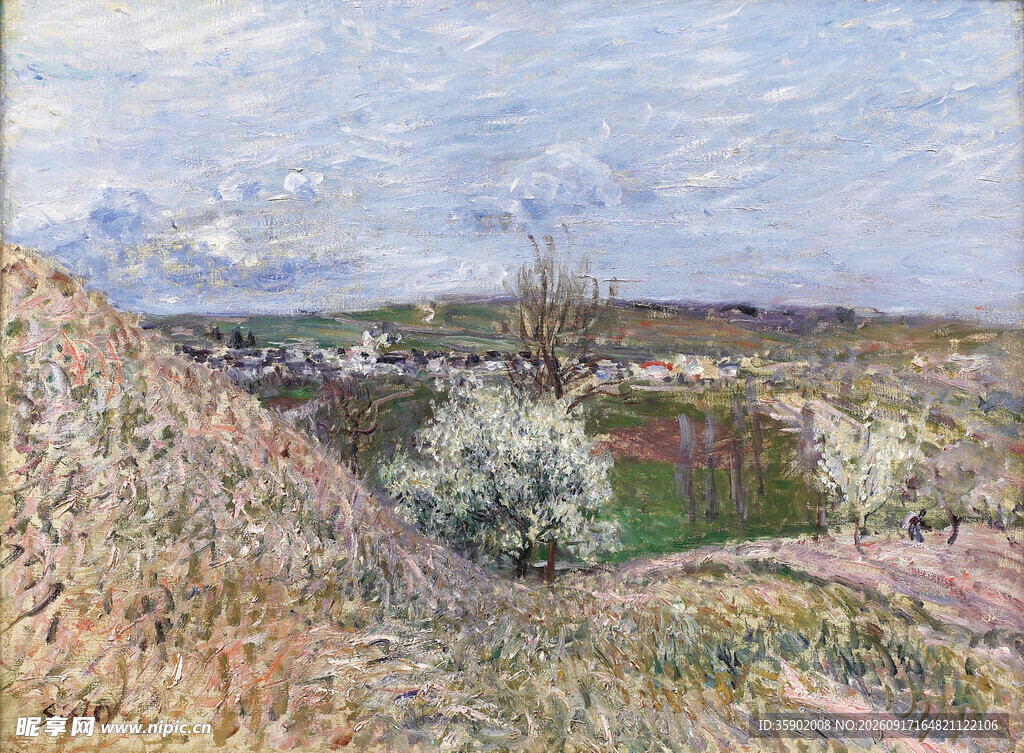 田野花卉风景油画