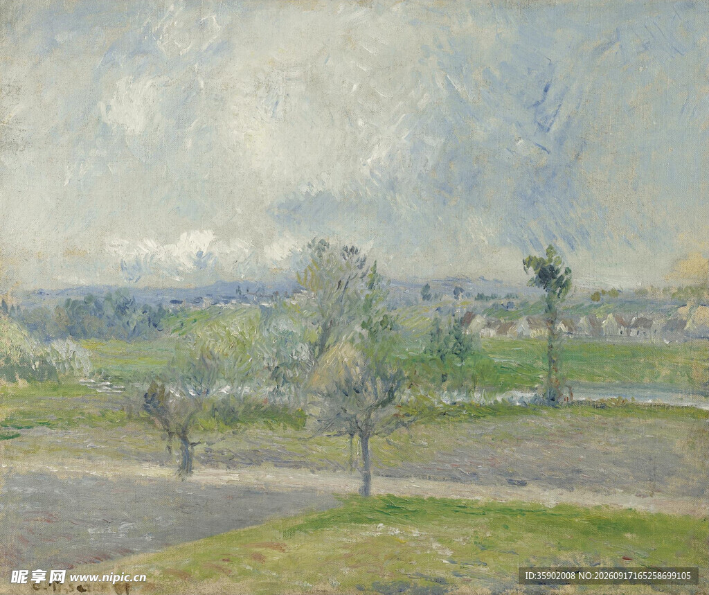 乡村田野风景油画