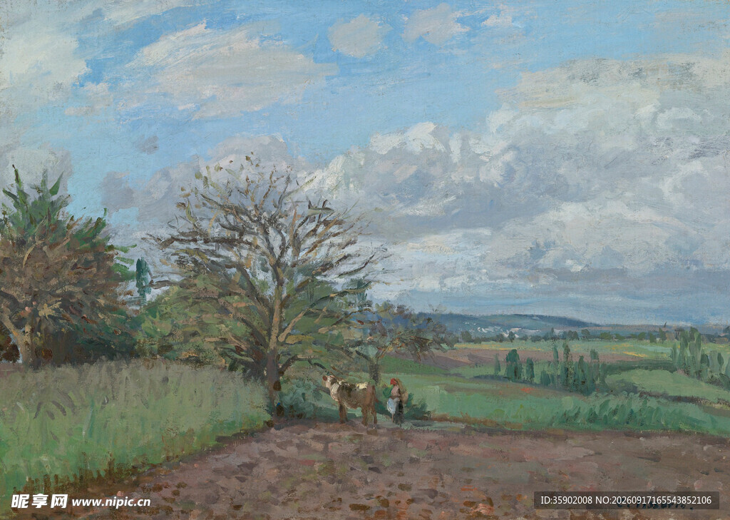 乡村田野风景油画