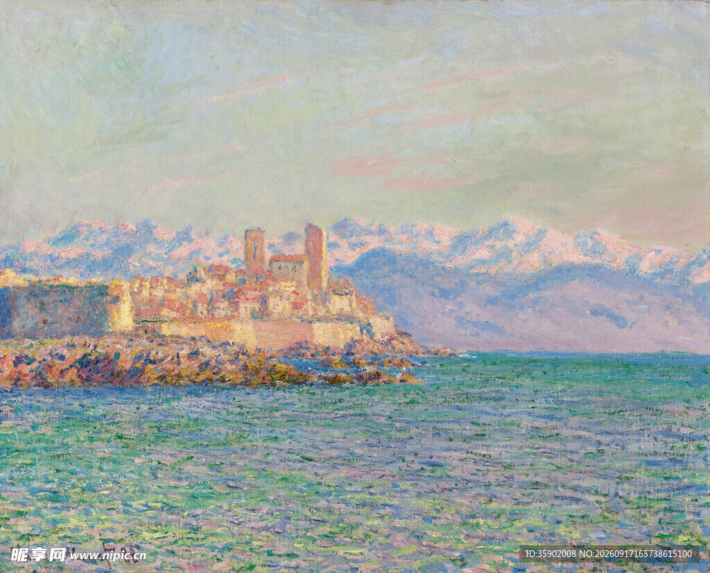 海边城堡与远山美景