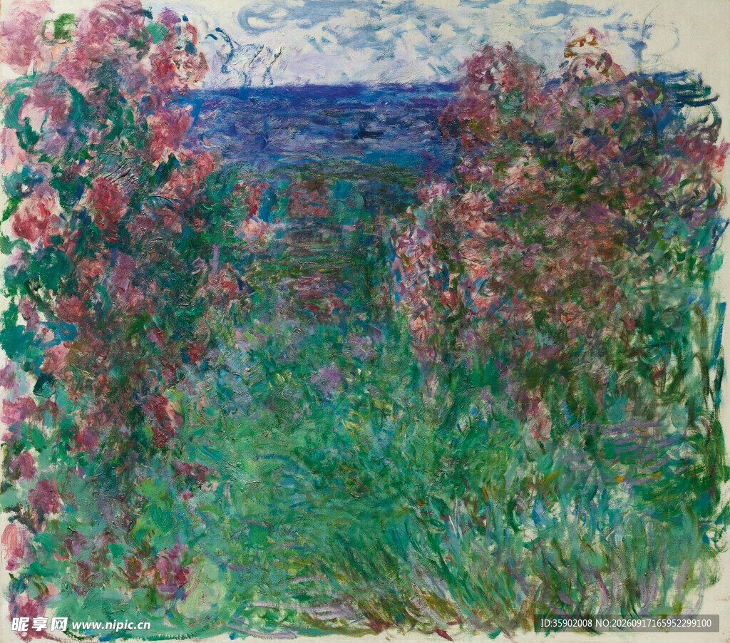 莫奈风格花卉风景油画