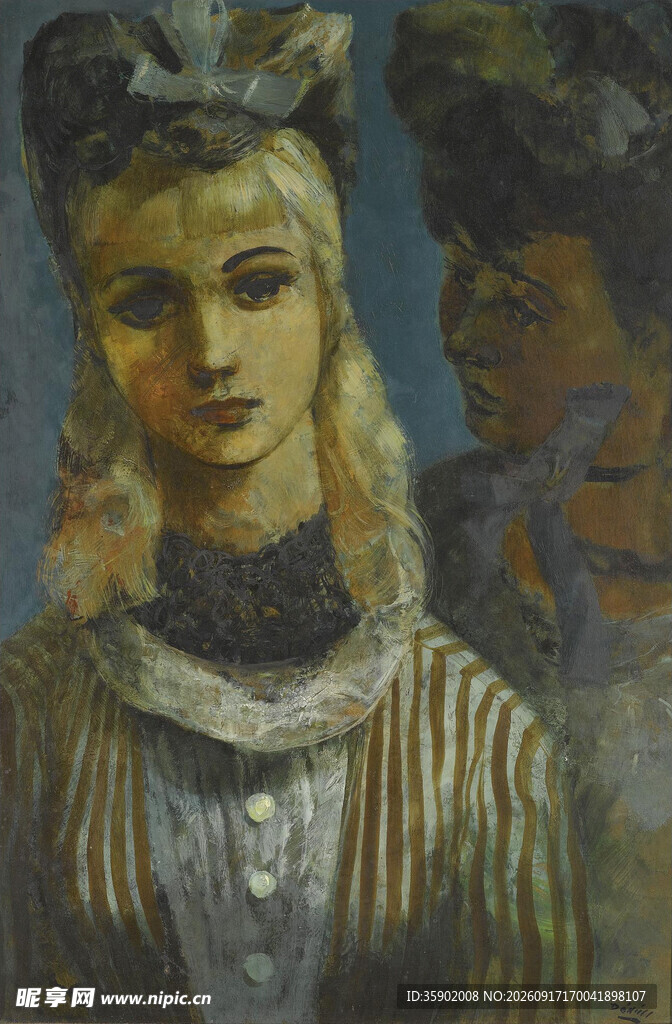 复古风格女性人物油画