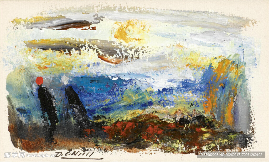 抽象风景油画作品