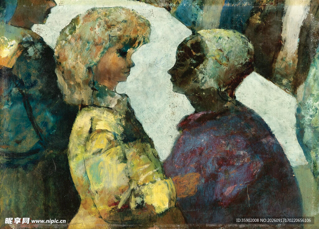 抽象人物油画艺术作品