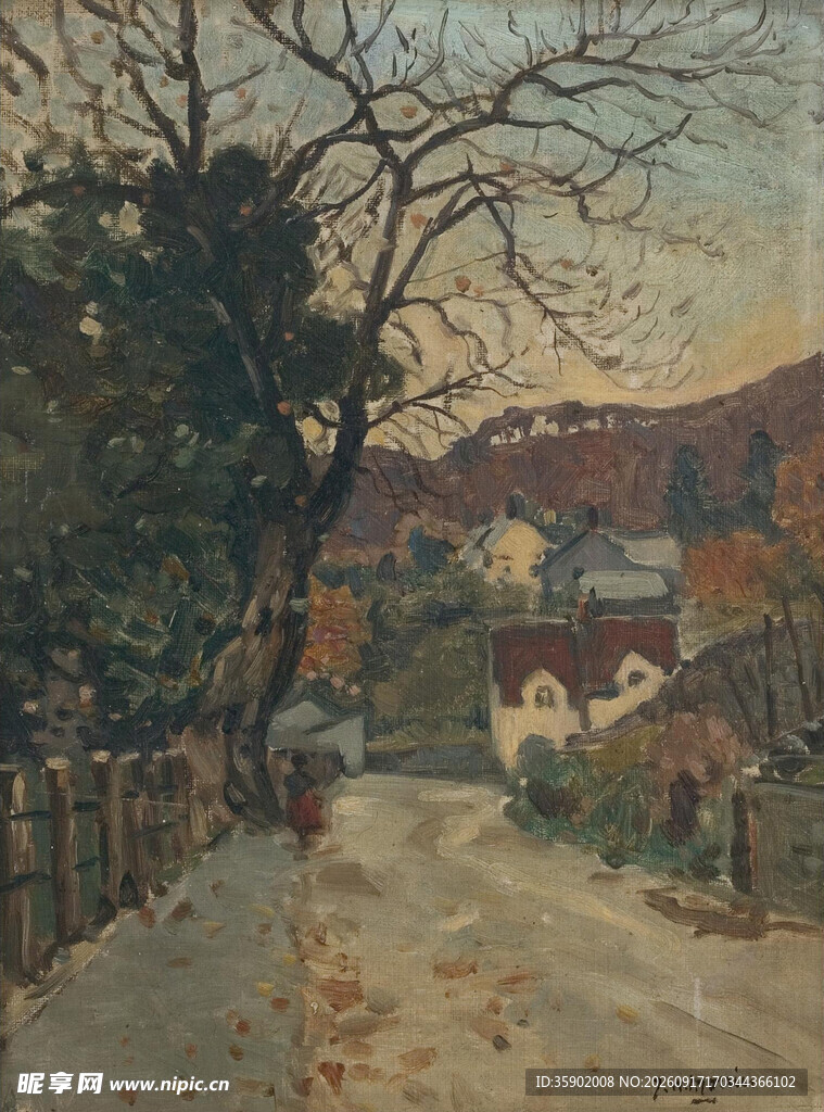 秋日乡村小路风景