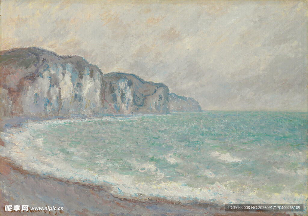 海边悬崖风景油画