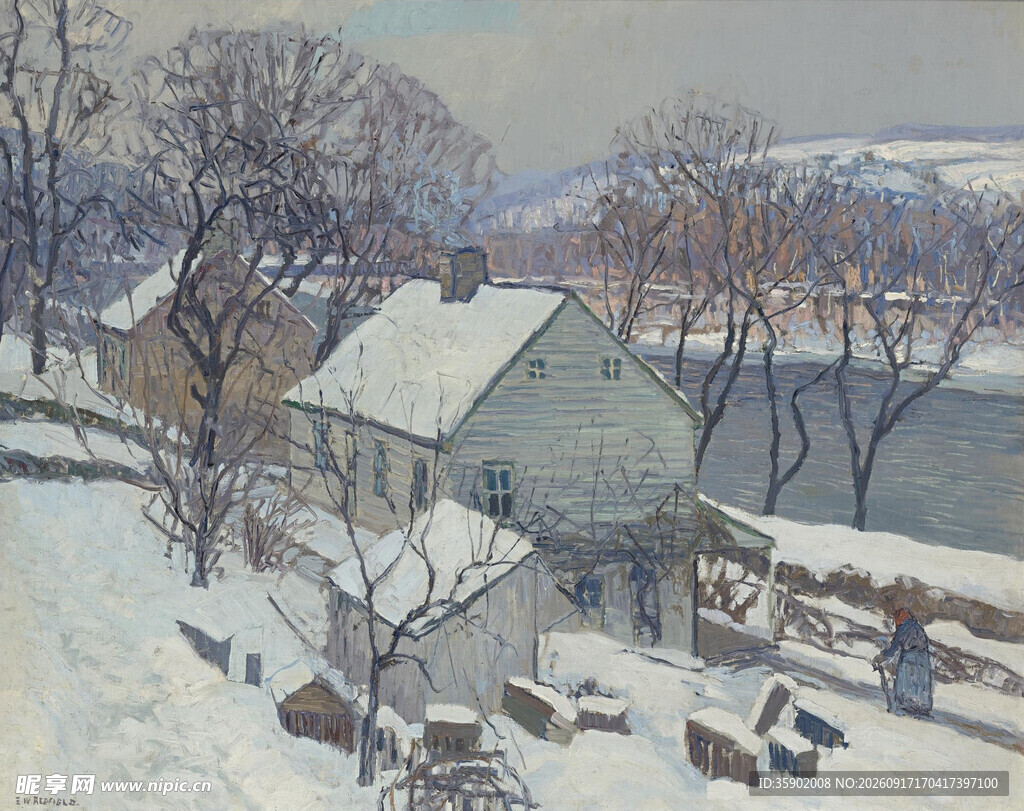 冬日乡村雪景中的温馨小屋