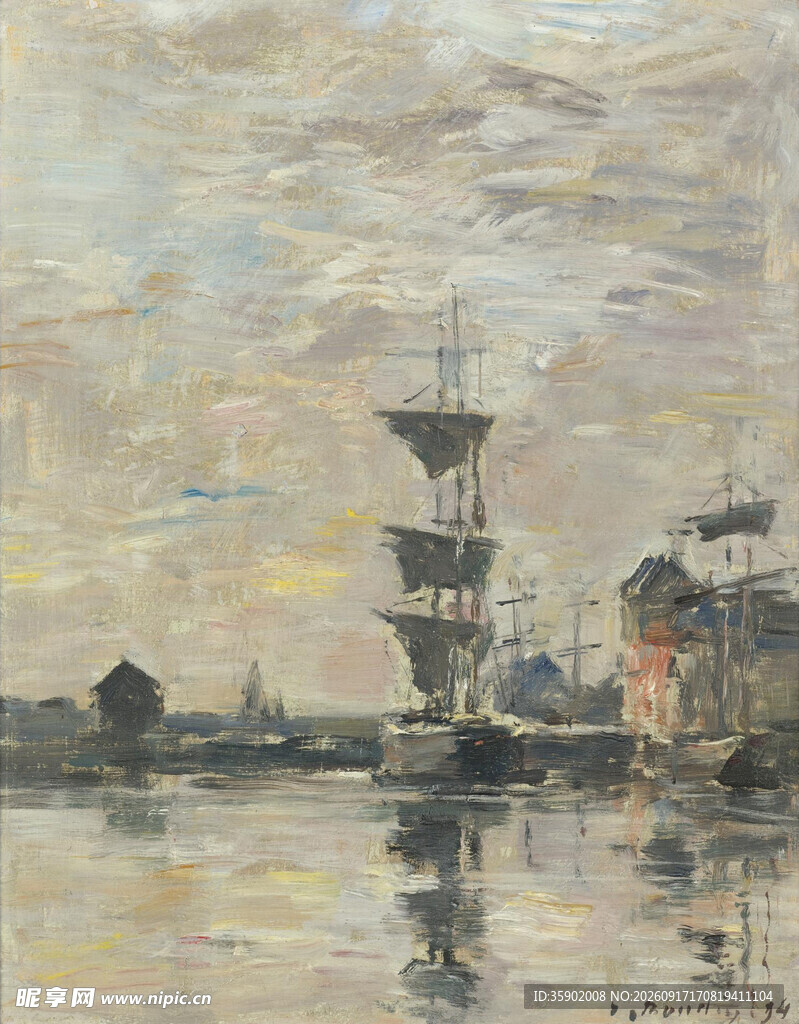 海上帆船风景油画