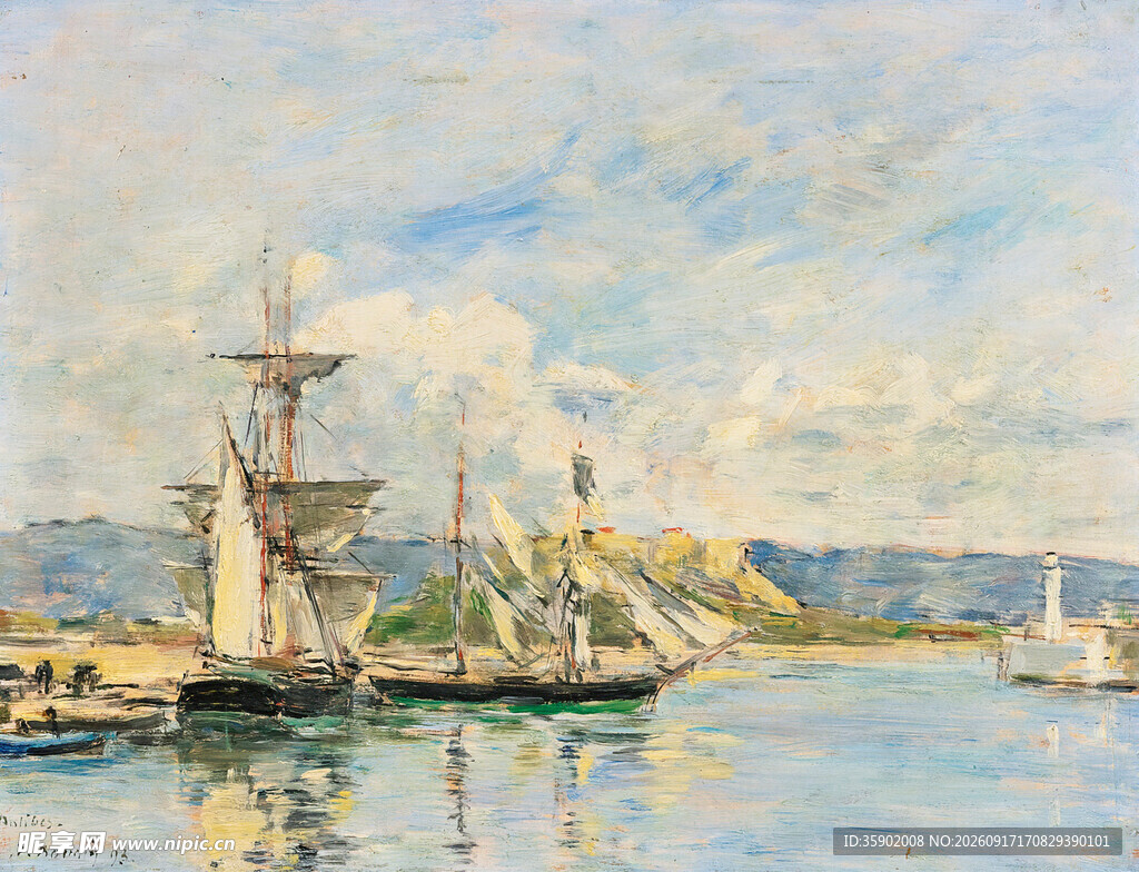 海港风景油画