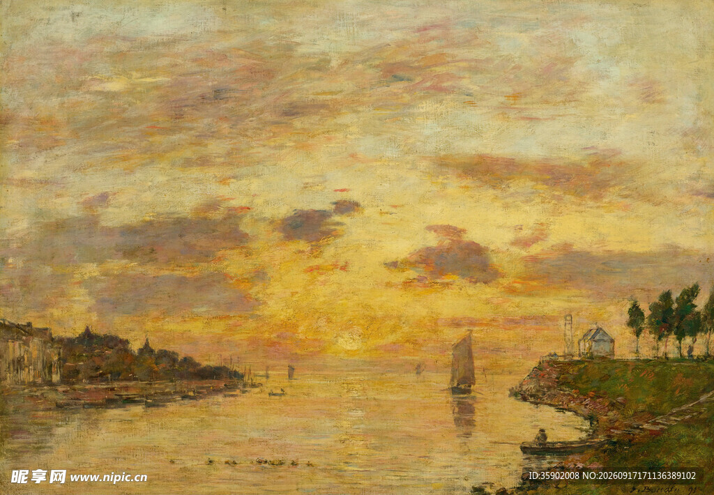 黄昏河畔美景