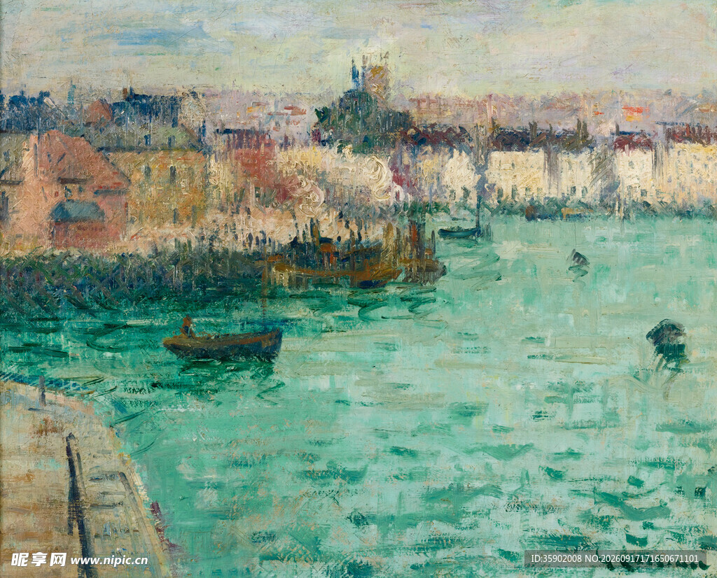 海港风景油画