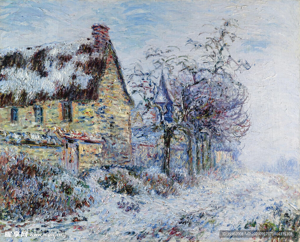 冬日雪景中的温馨小屋