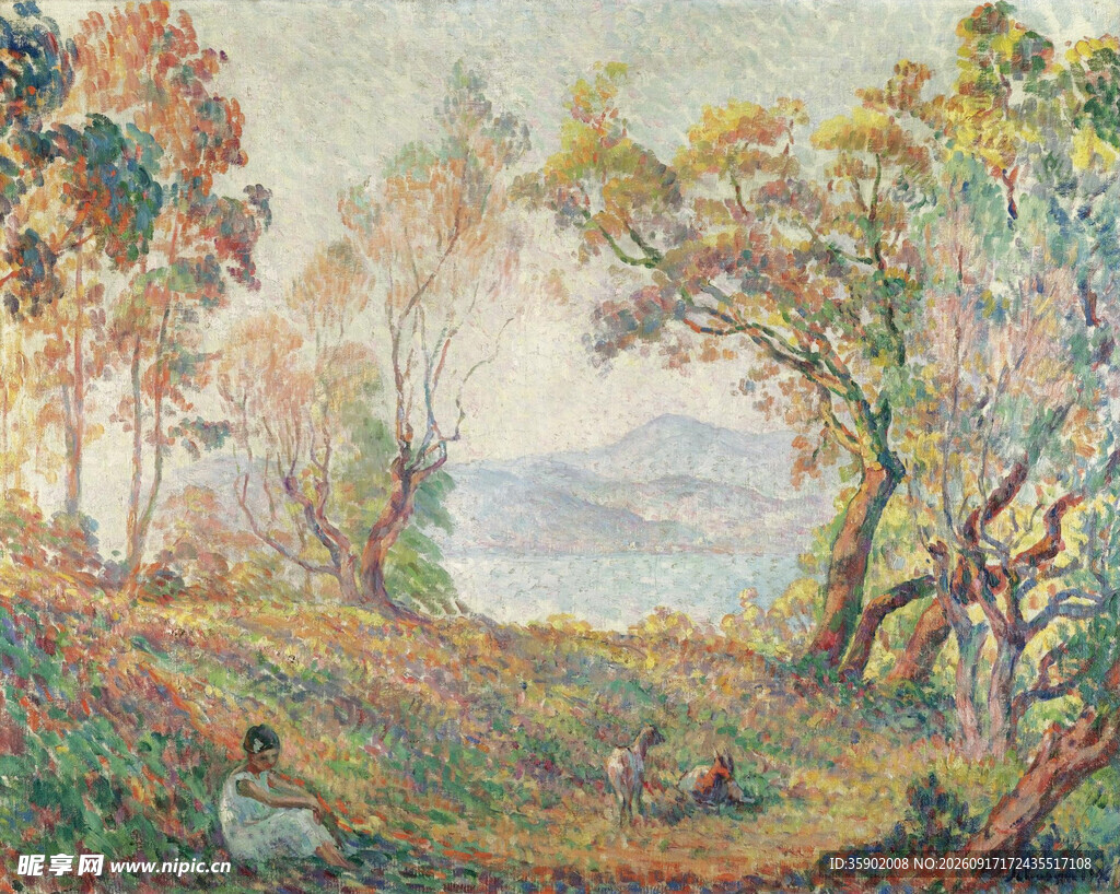 田园风光油画风景图