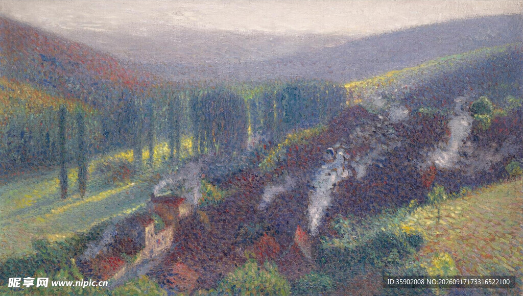 山间风景油画