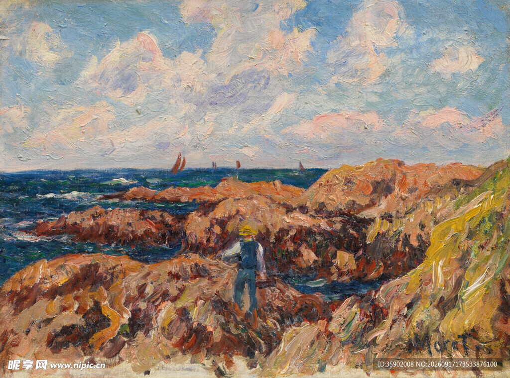 海岸风景油画