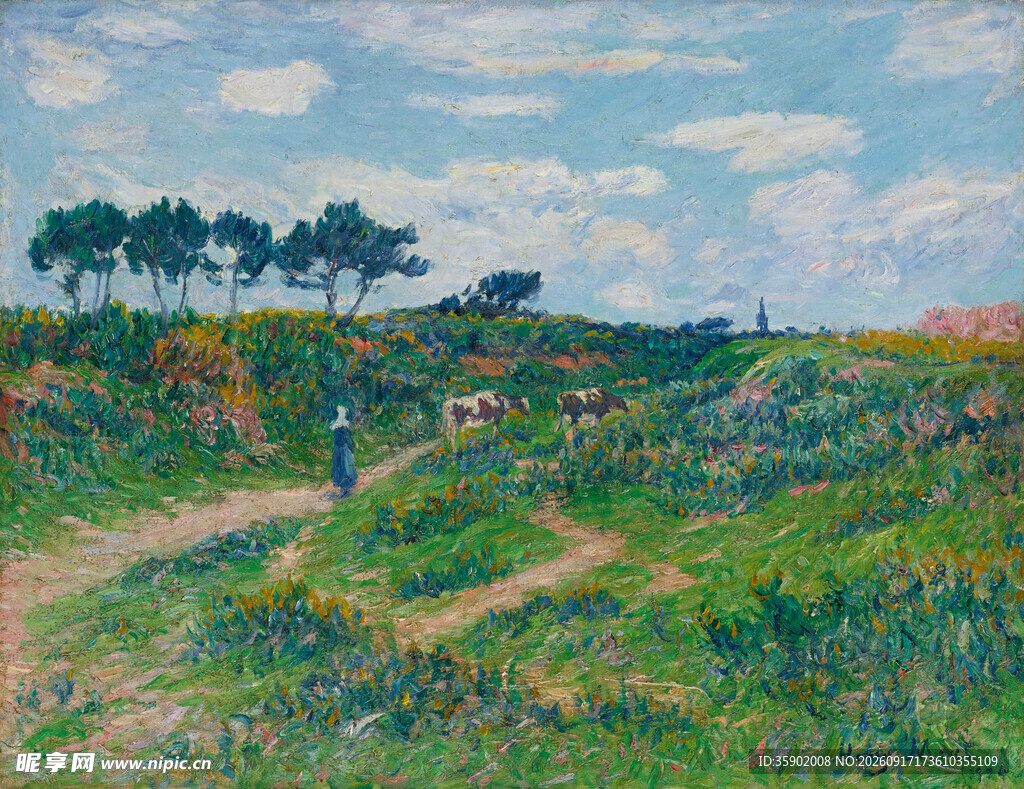 田园小径风景油画