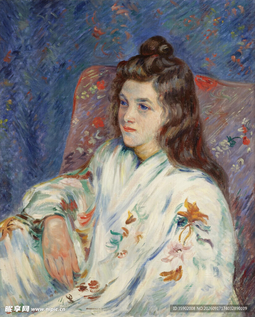 身着花衣的优雅少女