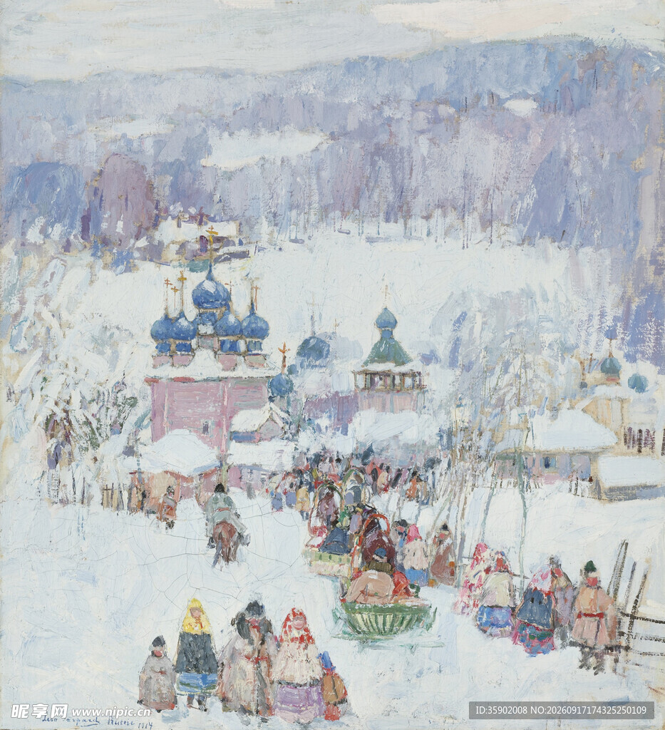冬日雪景中的欢乐聚会场景