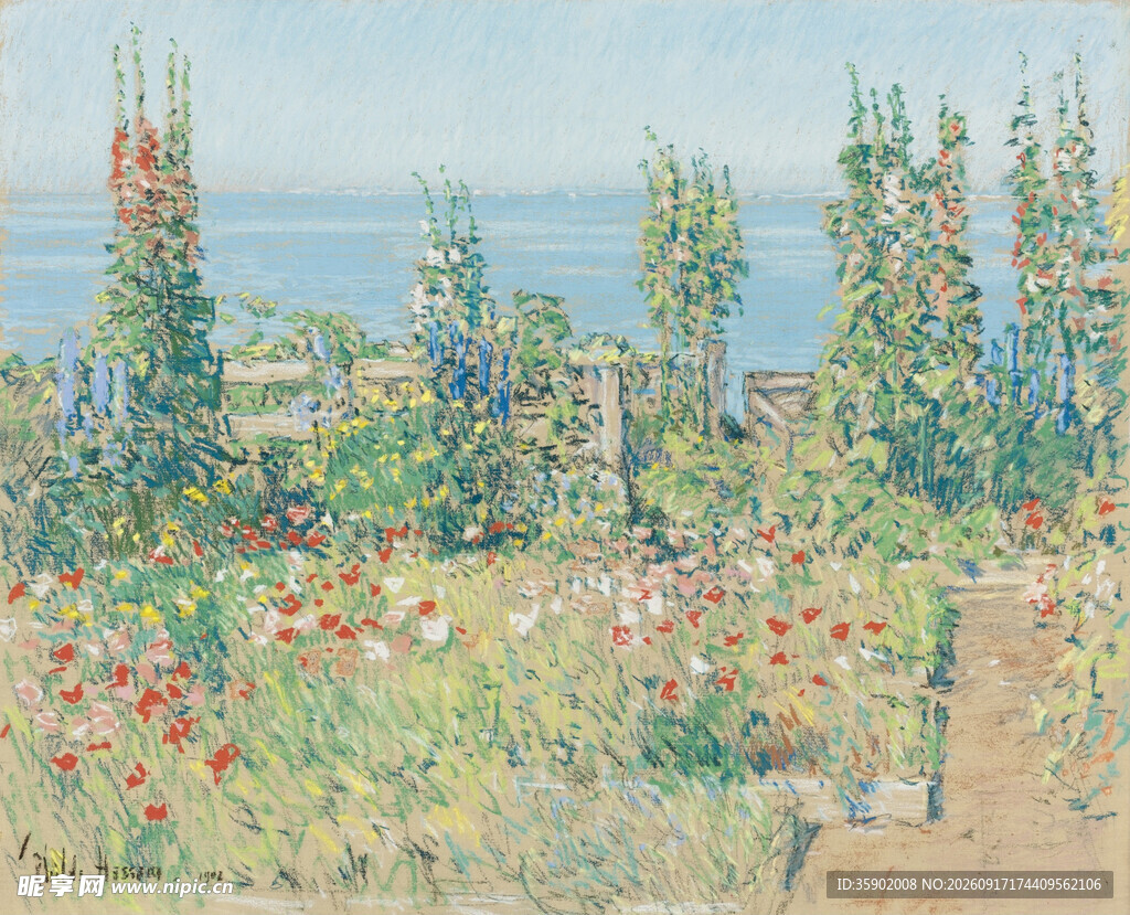 田园花卉景观油画作品