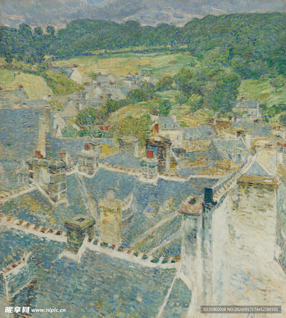 中世纪风格城镇景观画作