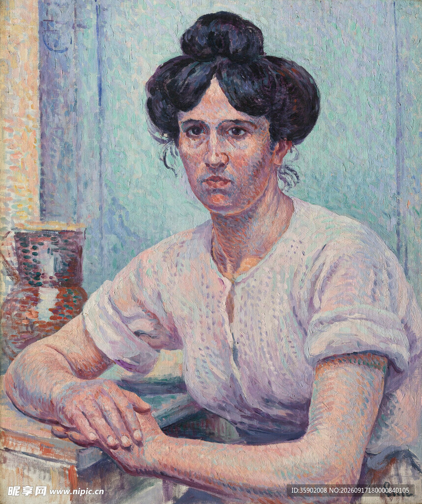 女子坐姿肖像画