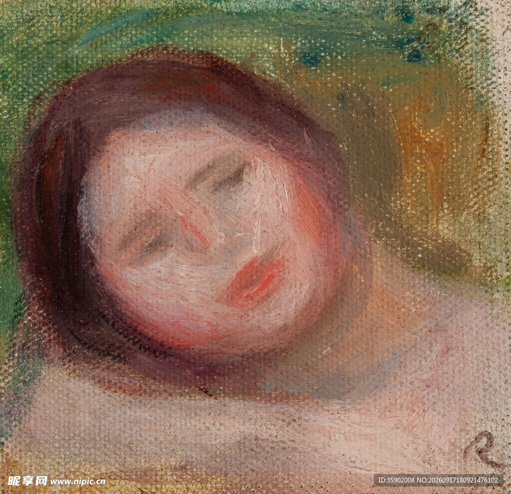 侧卧休憩的女性油画形象
