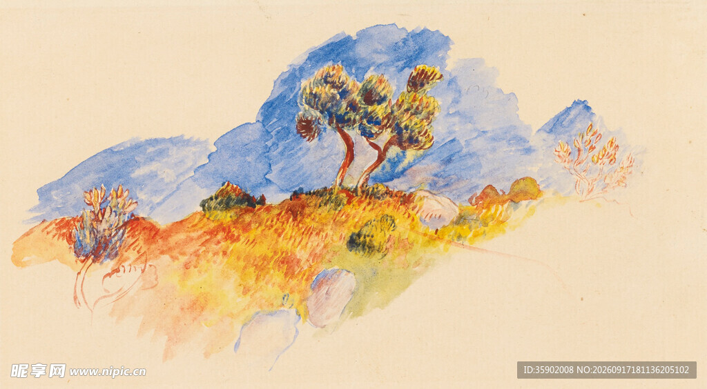 田园风景水彩画