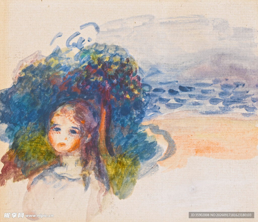 梦幻女孩与海边风景