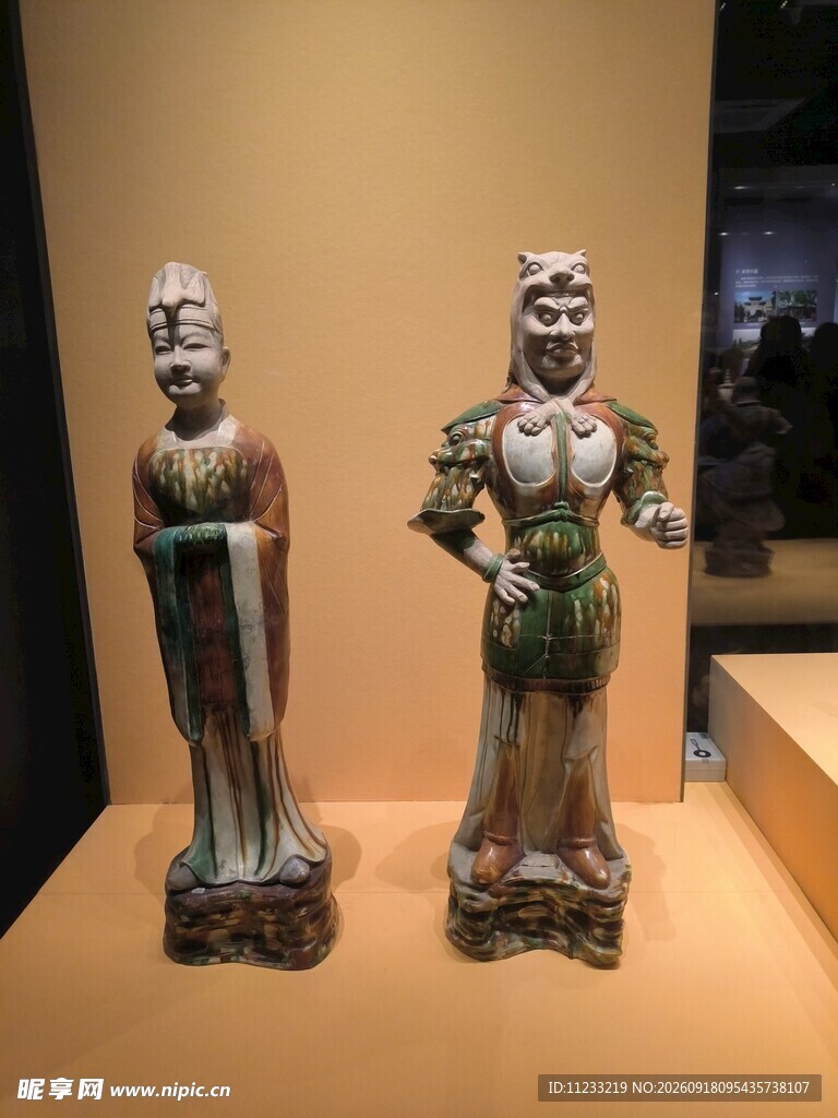 唐代三彩文武官俑   唐三彩