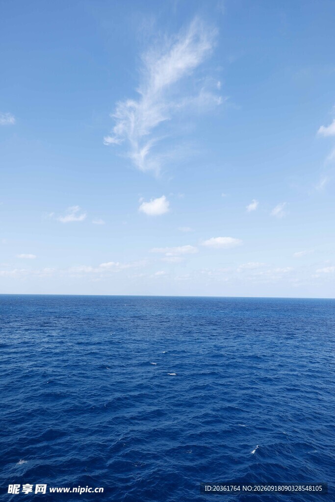 广阔蔚蓝大海与晴朗天空