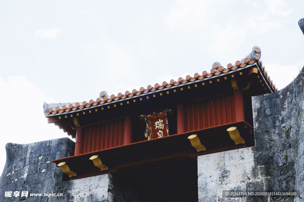 中式城楼建筑特写