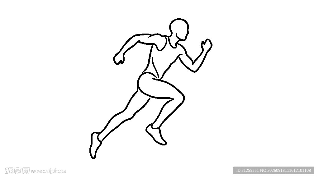 奔跑的人物线条插画