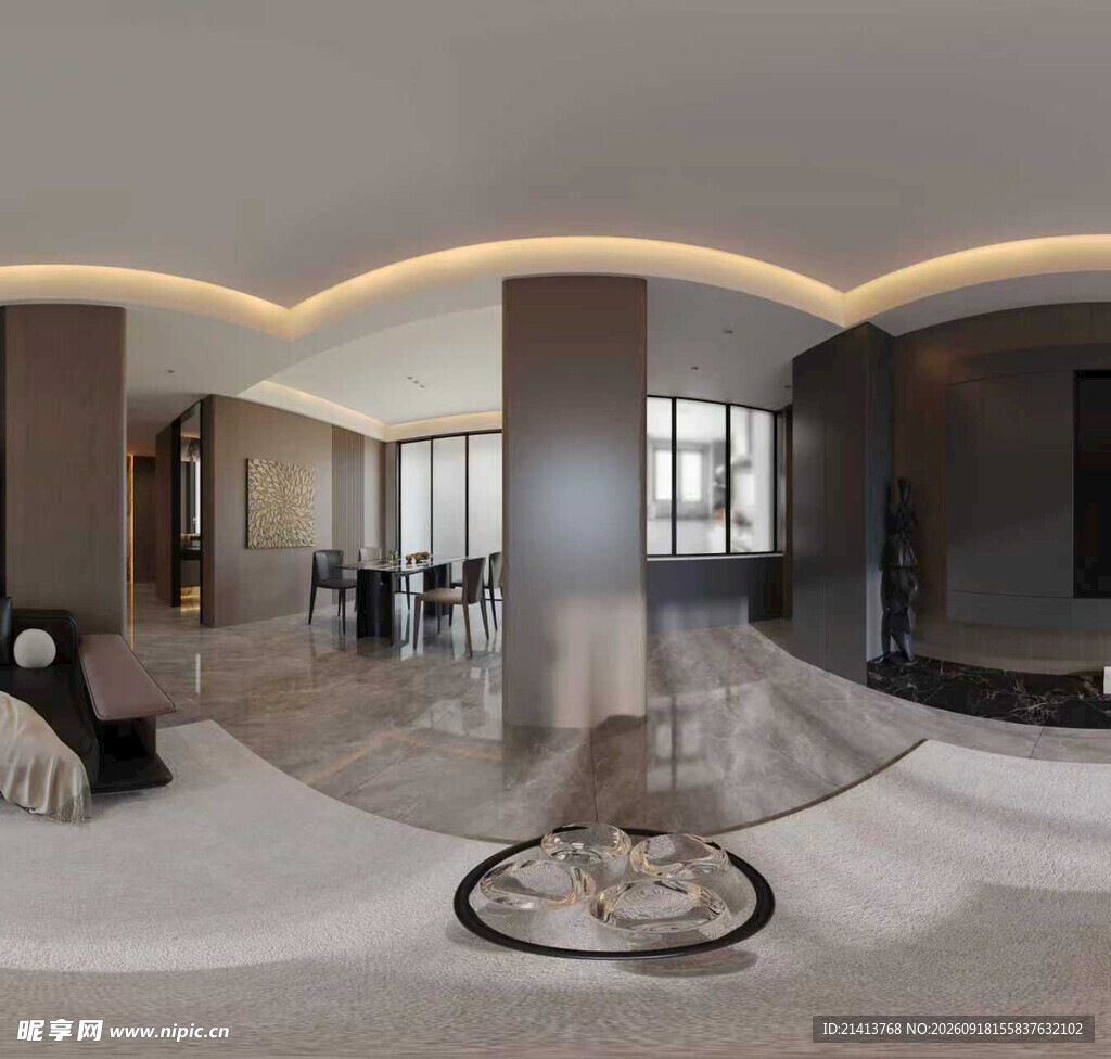 现代奢华客厅3D效果图
