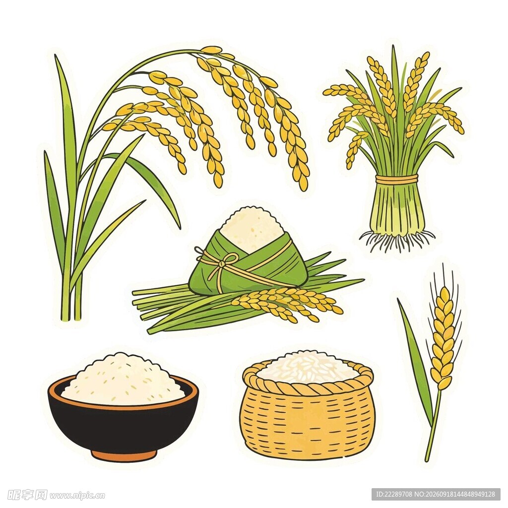 稻穗稻谷大米等粮食元素