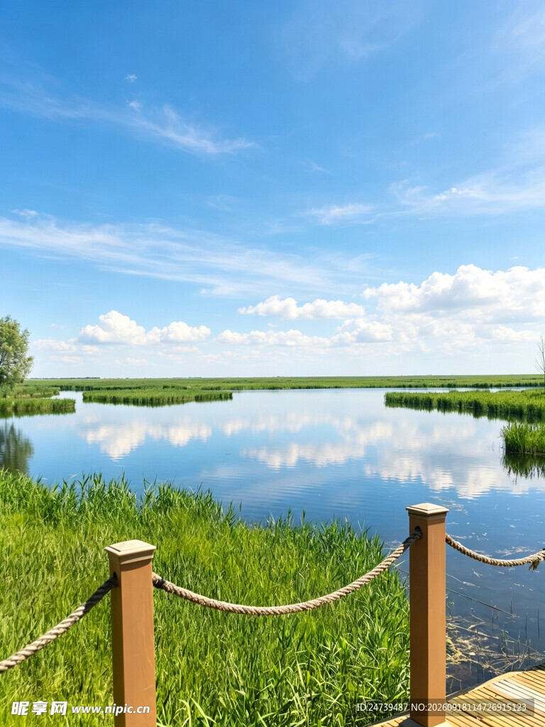 湖畔美景宁静自然风光