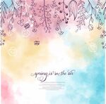 梦幻水彩花卉背景图