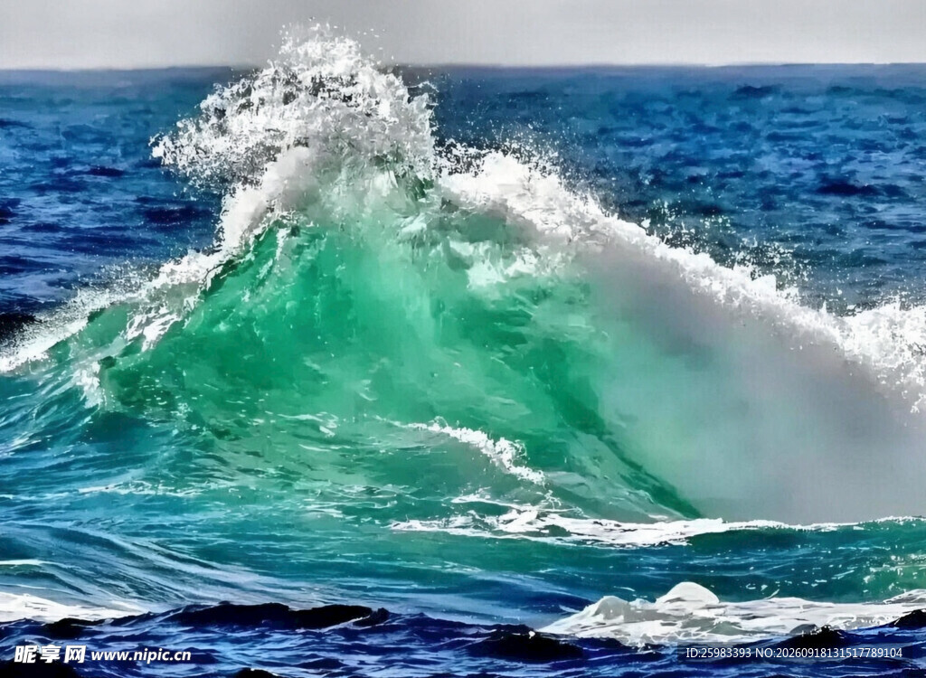 海浪油画