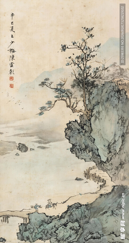 深山骑驴图